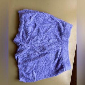 Purple high waisted fuzzy shorts